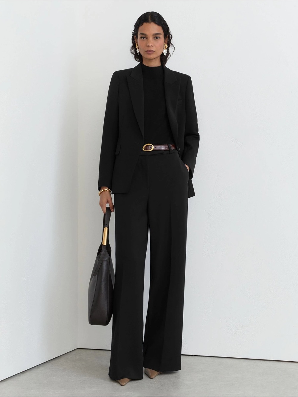 Jules & Leopold Black Wide-Leg Trousers